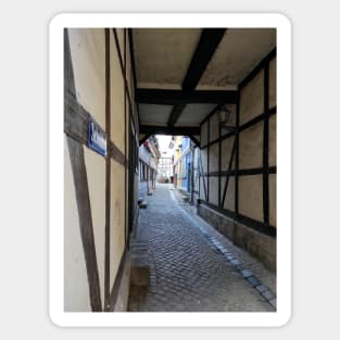 Narrow alley in Quedlinburg Sticker